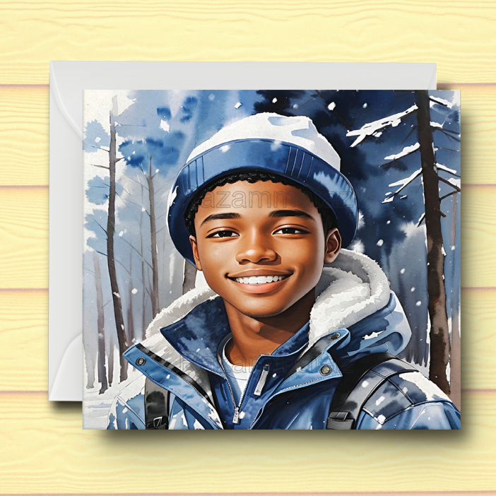 Black Boy T Christmas Card